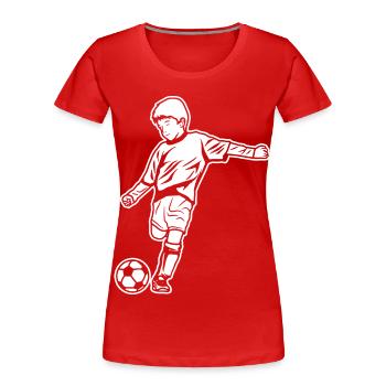 Fußball Junge Zeichnung - Frauen Premium Bio T-Shirt - Rot - Vorne - Mia (176cm)