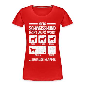 Hannoverscher Schweißhund Hundetricks - Frauen Premium Bio T-Shirt - Rot - Vorne - Mia (176cm)