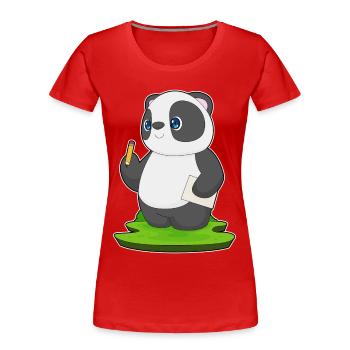 Panda Schüler Bleistift Schule - Frauen Premium Bio T-Shirt - Rot - Vorne - Mia (176cm)