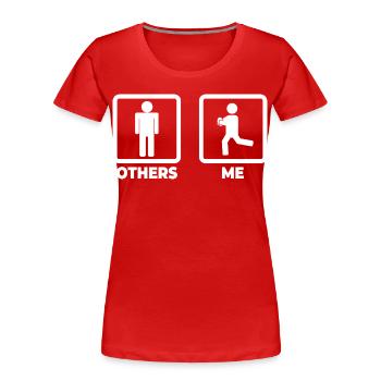Rugby player stick figure - Women's Premium Organic T-Shirt - red - Front - Mia (176cm)