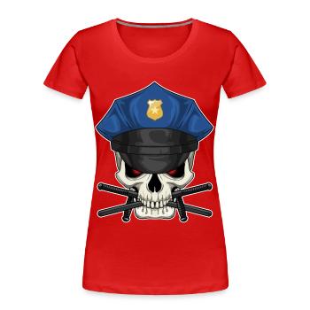 Police du Bâton du Policier du Crâne - T-shirt bio Premium Femme - rouge - Devant - Mia (176cm)