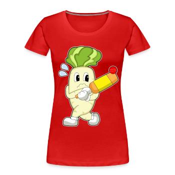 Radish Cricket Cricket Bats - Women's Premium Organic T-Shirt - red - Front - Mia (176cm)