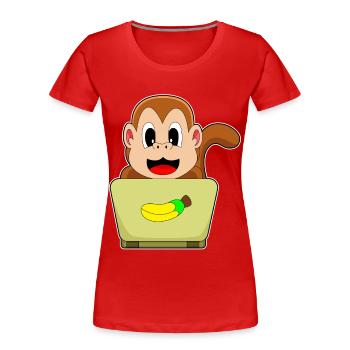Affe Laptop - Frauen Premium Bio T-Shirt - Rot - Vorne - Mia (176cm)