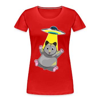 Hamster Spaceship Space - Women's Premium Organic T-Shirt - red - Front - Mia (176cm)