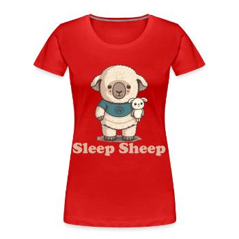 Sleep sheep with cuddly toy - Women's Premium Organic T-Shirt - red - Front - Mia (176cm)
