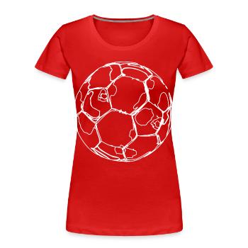 Fußball Zeichnung - Frauen Premium Bio T-Shirt - Rot - Vorne - Mia (176cm)