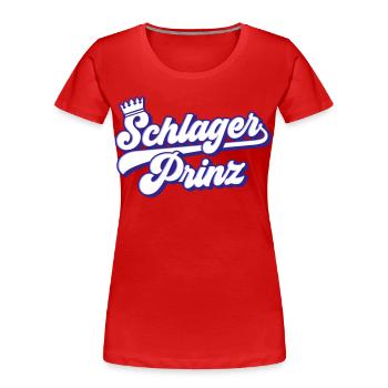 Schlager Prinz | Farben änderbar - Frauen Premium Bio T-Shirt - Rot - Vorne - Mia (176cm)