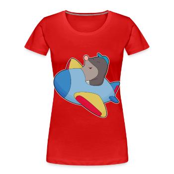 Avion Taupe - T-shirt bio Premium Femme - rouge - Devant - Mia (176cm)
