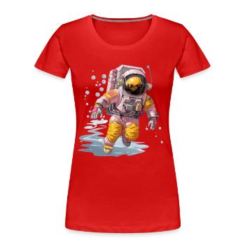 Pink Spacewalker im Gelb-Orangenanzug - Frauen Premium Bio T-Shirt - Rot - Vorne - Mia (176cm)