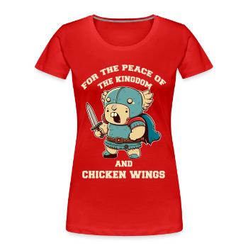 Guerrier fou avec épée pour la paix du roi - T-shirt bio Premium Femme - rouge - Devant - Mia (176cm)