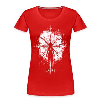Vegvisir Viking Runes Compass Witch Occult - Women's Premium Organic T-Shirt - red - Front - Mia (176cm)