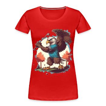 Adler schwingt den Golfschläger - Frauen Premium Bio T-Shirt - Rot - Vorne - Mia (176cm)