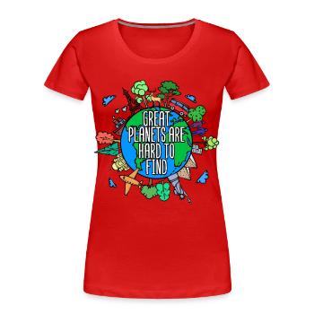 Arbre, Terre, Planète, Déclaration, Nature, Conservation de la Nature - T-shirt bio Premium Femme - rouge - Devant - Mia (176cm)