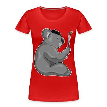 Peintre Koala Peinture au pinceau - T-shirt bio Premium Femme - rouge - Devant - Mia (176cm)
