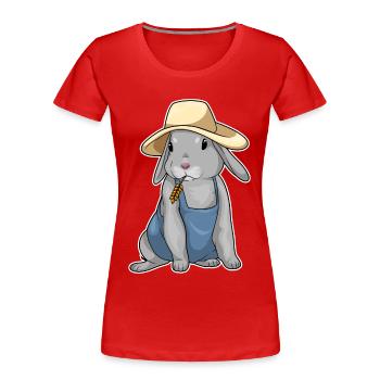 Hase Landwirt Weizen Bauernhof - Frauen Premium Bio T-Shirt - Rot - Vorne - Mia (176cm)