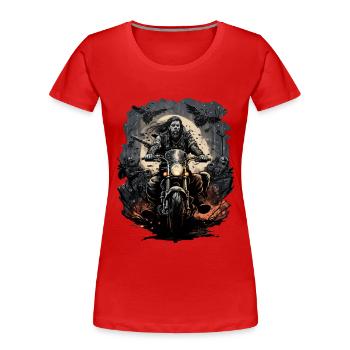 Motards au clair de lune - T-shirt bio Premium Femme - rouge - Devant - Mia (176cm)