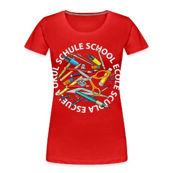 Schule in diversen Sprachen - Frauen Premium Bio T-Shirt - Rot - Vorne - Mia (176cm)