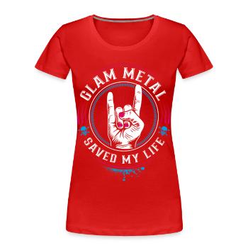 Glam Metal saved my Life - Mano cornut Devil Horns - Frauen Premium Bio T-Shirt - Rot - Vorne - Mia (176cm)