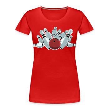 Bowling Strike - Women's Premium Organic T-Shirt - red - Front - Mia (176cm)