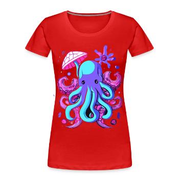 Octo Jelly Octopus Sea Creature - Women's Premium Organic T-Shirt - red - Front - Mia (176cm)