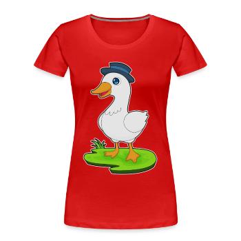 Chapeau de canard - T-shirt bio Premium Femme - rouge - Devant - Mia (176cm)