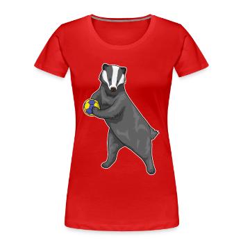 Dachs Handballspieler Handball - Frauen Premium Bio T-Shirt - Rot - Vorne - Mia (176cm)