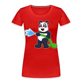 Panda Feuerwehrmann Feuerwehrschlauch Feuerwehr - Frauen Premium Bio T-Shirt - Rot - Vorne - Mia (176cm)
