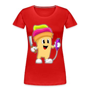 Cupcake Friseur Rasierer - Frauen Premium Bio T-Shirt - Rot - Vorne - Mia (176cm)