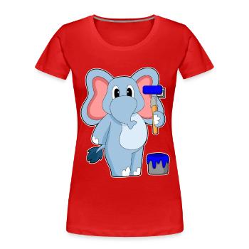 Elephant Painter Paint Roller Painting - Women's Premium Organic T-Shirt - red - Front - Mia (176cm)