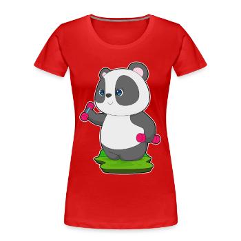 Panda Bodybuilder Dumbbells Bodybuilding - T-shirt bio Premium Femme - rouge - Devant - Mia (176cm)