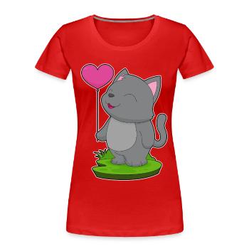 Ballon Chat - T-shirt bio Premium Femme - rouge - Devant - Mia (176cm)