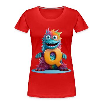 Regenbogenmonster mit Q - Frauen Premium Bio T-Shirt - Rot - Vorne - Mia (176cm)