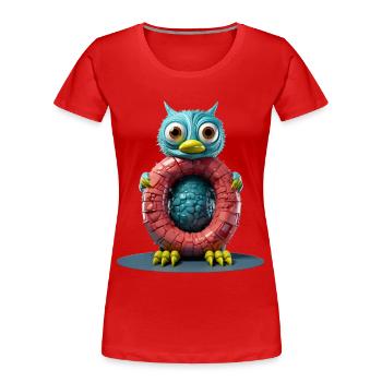Blaue Kreatur mit Buchstabe O Alphabet - Frauen Premium Bio T-Shirt - Rot - Vorne - Mia (176cm)