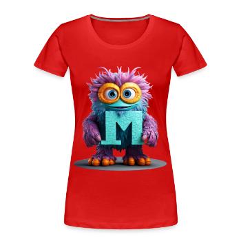 Multicolored Monster with Letter M - Women's Premium Organic T-Shirt - red - Front - Mia (176cm)