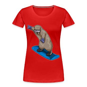 Otter Snowboarder Snowboard - Women's Premium Organic T-Shirt - red - Front - Mia (176cm)