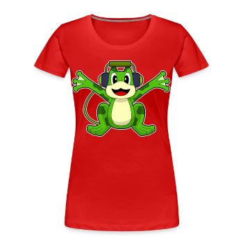 Musique casque Frog - T-shirt bio Premium Femme - rouge - Devant - Mia (176cm)