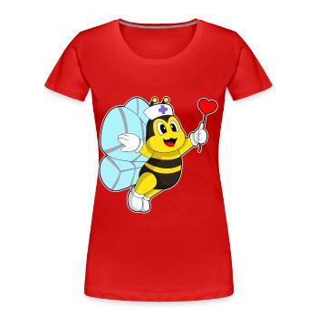 Biene Krankenschwester Herz - Frauen Premium Bio T-Shirt - Rot - Vorne - Mia (176cm)