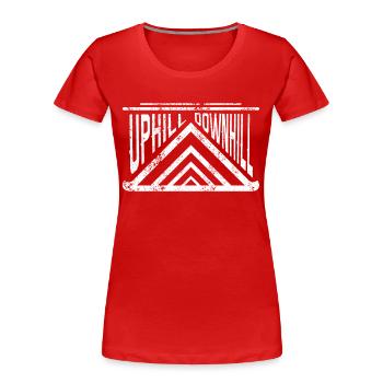 Uphill Downhill Mountains Uphill Downhill Outdoors - Women's Premium Organic T-Shirt - red - Front - Mia (176cm)