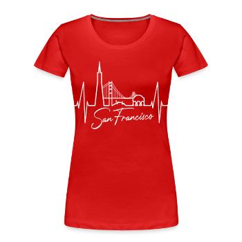 San Francisco Skyline Heartbeat Californie États-Unis - T-shirt bio Premium Femme - rouge - Devant - Mia (176cm)