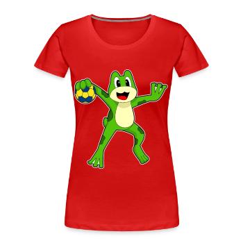 Frog Handball Player Handball - Women's Premium Organic T-Shirt - red - Front - Mia (176cm)