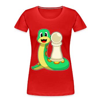 Échecs en forme de serpent en pion - T-shirt bio Premium Femme - rouge - Devant - Mia (176cm)