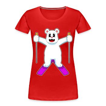 Eisbär Skifahrer Ski Wintersport - Frauen Premium Bio T-Shirt - Rot - Vorne - Mia (176cm)
