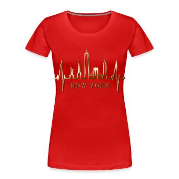 New York Skyline coeur coeur USA cadeau NY - T-shirt bio Premium Femme - rouge - Devant - Mia (176cm)