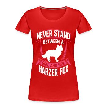 Mädchen und ihr Harzer Fuchs Altdeutscher Hütehund - Frauen Premium Bio T-Shirt - Rot - Vorne - Mia (176cm)