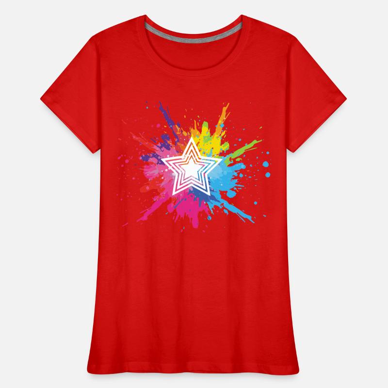 White star and multicolored explosion Women's Premium Organic T-Shirt