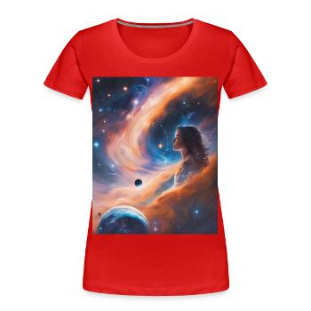 Göttin transzendiert in Sternenstaub - Frauen Premium Bio T-Shirt - Rot - Vorne - Mia (176cm)