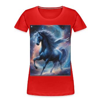 Pegasos (Pegasus) dans l’espace - Weltenwanderer - T-shirt bio Premium Femme - rouge - Devant - Mia (176cm)