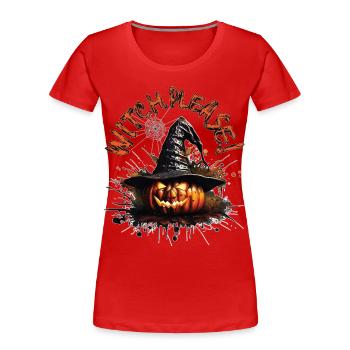 Halloween Pumpkin, Witch, Please! - Women's Premium Organic T-Shirt - red - Front - Mia (176cm)