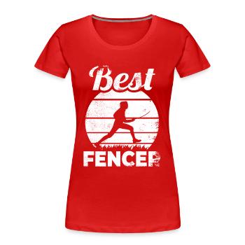 Épéiste - T-shirt bio Premium Femme - rouge - Devant - Mia (176cm)