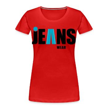 jeans wear mit punkt - Frauen Premium Bio T-Shirt - Rot - Vorne - Mia (176cm)